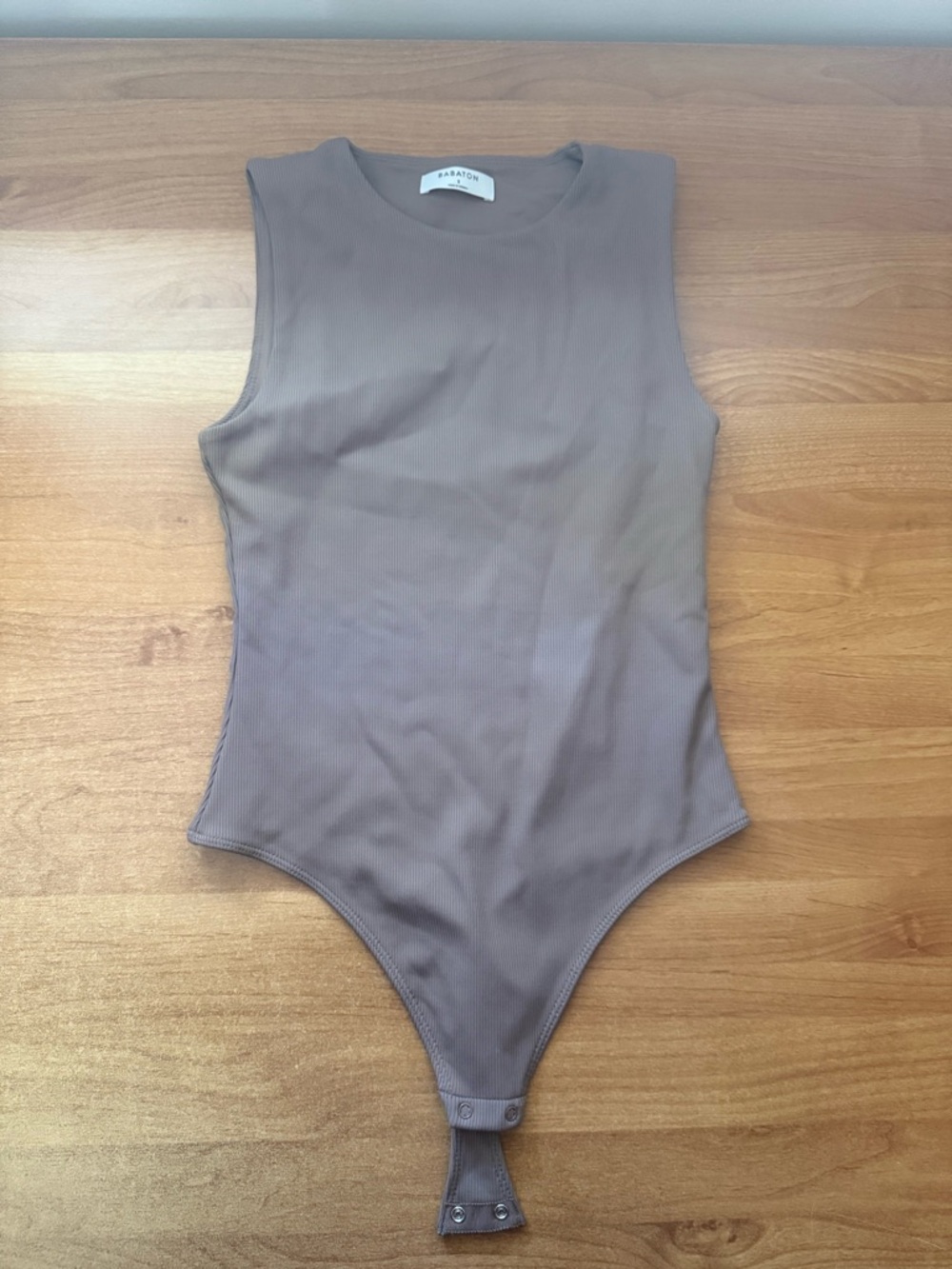 Babaton Taupe Ribbed Sleeveless Bodysuit